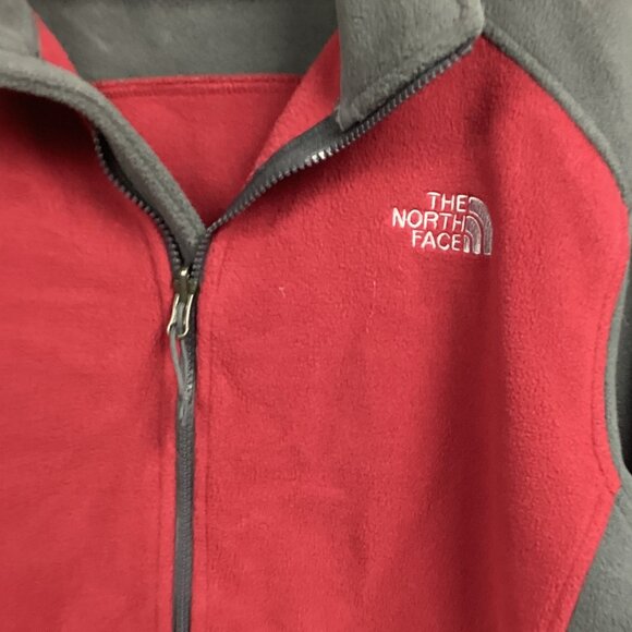 The North Face Fleece Zip Up Red Gray M - Picture 2 of 8